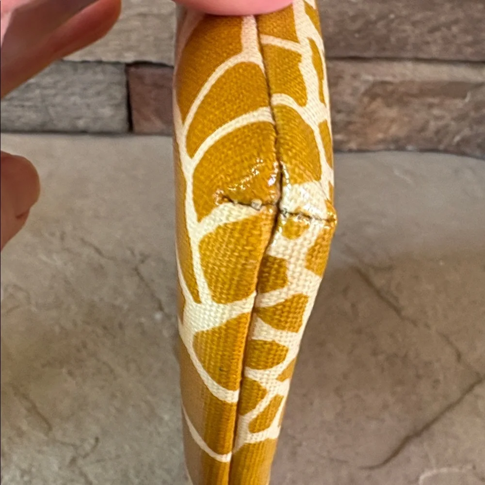 Fossil oil cloth mustard yellow zippered pouch